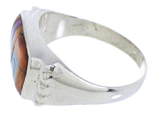 Silver Southwest Multicolor Ring Size 7-3/4 JX38095
